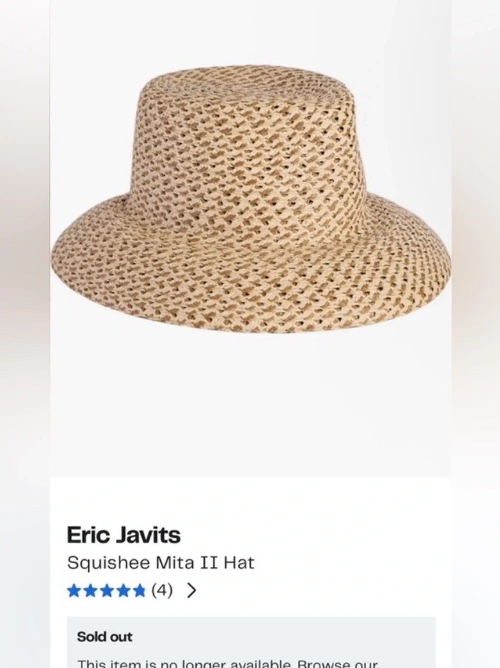 NWT Eric Javits Squishee Mita II Hat in Peanut - Picture 2 of 4